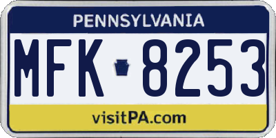 PA license plate MFK8253