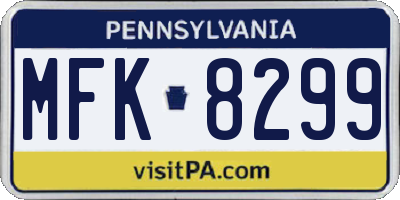 PA license plate MFK8299
