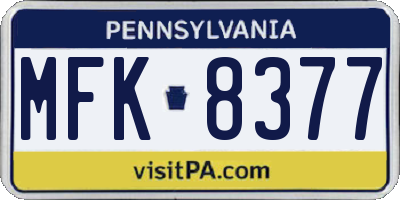 PA license plate MFK8377