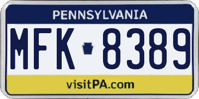 PA license plate MFK8389
