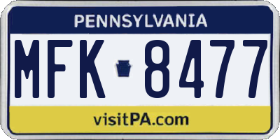 PA license plate MFK8477