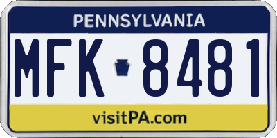 PA license plate MFK8481