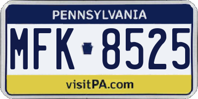 PA license plate MFK8525