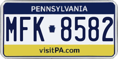 PA license plate MFK8582