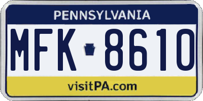 PA license plate MFK8610