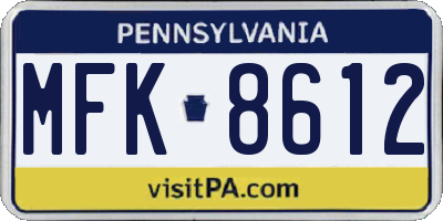PA license plate MFK8612