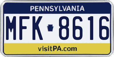 PA license plate MFK8616