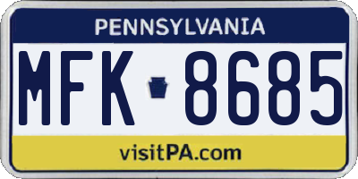 PA license plate MFK8685