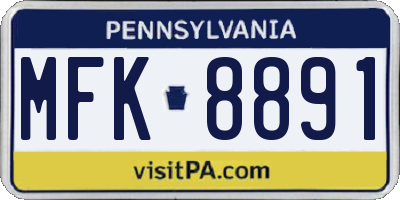 PA license plate MFK8891