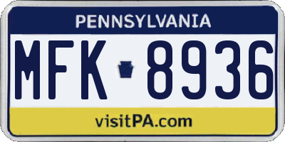PA license plate MFK8936