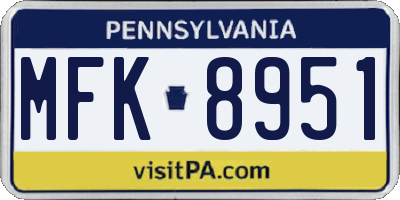 PA license plate MFK8951