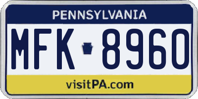 PA license plate MFK8960
