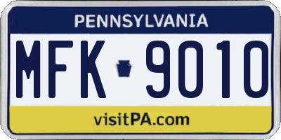 PA license plate MFK9010
