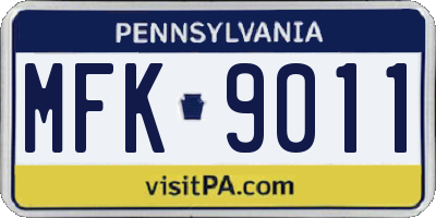 PA license plate MFK9011