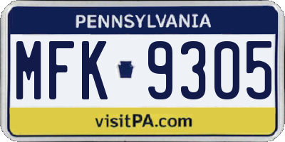 PA license plate MFK9305