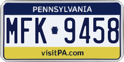 PA license plate MFK9458