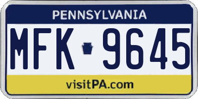 PA license plate MFK9645