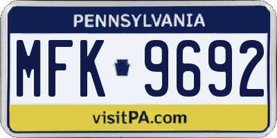 PA license plate MFK9692