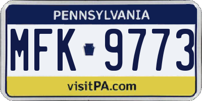PA license plate MFK9773