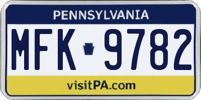 PA license plate MFK9782
