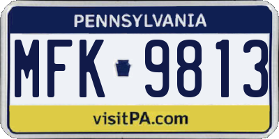PA license plate MFK9813