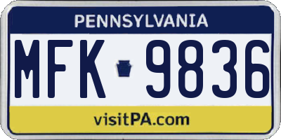 PA license plate MFK9836