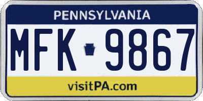 PA license plate MFK9867