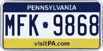 PA license plate MFK9868