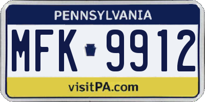 PA license plate MFK9912