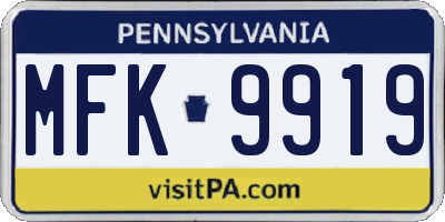 PA license plate MFK9919