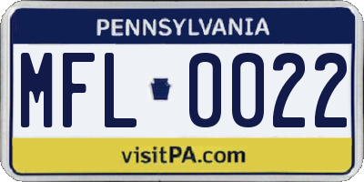 PA license plate MFL0022
