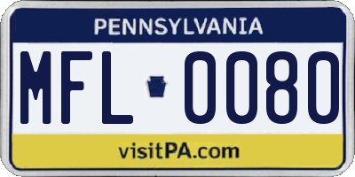 PA license plate MFL0080