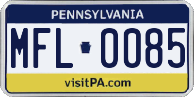 PA license plate MFL0085
