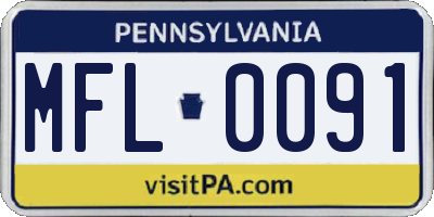 PA license plate MFL0091