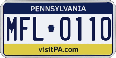 PA license plate MFL0110