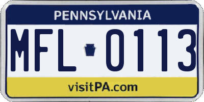 PA license plate MFL0113
