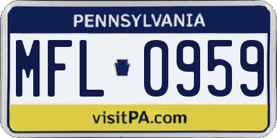PA license plate MFL0959