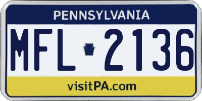 PA license plate MFL2136