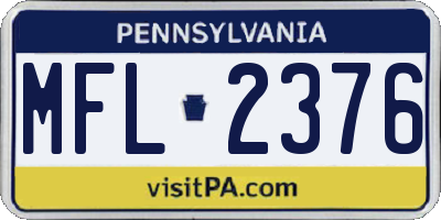 PA license plate MFL2376