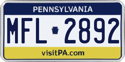 PA license plate MFL2892