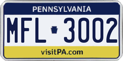 PA license plate MFL3002