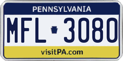 PA license plate MFL3080
