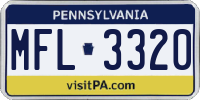 PA license plate MFL3320