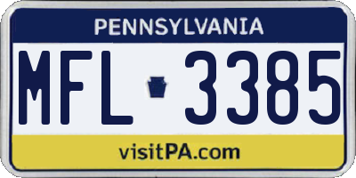 PA license plate MFL3385