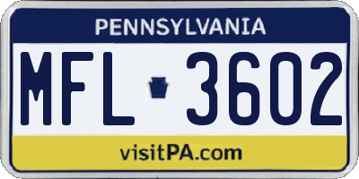 PA license plate MFL3602