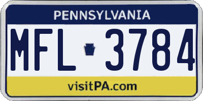 PA license plate MFL3784