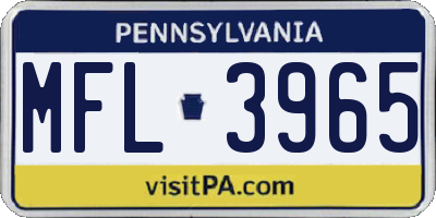 PA license plate MFL3965