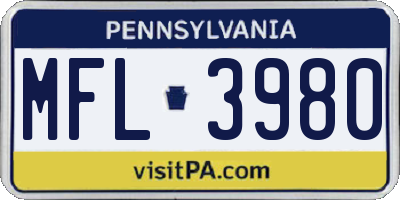 PA license plate MFL3980