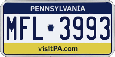 PA license plate MFL3993