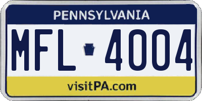 PA license plate MFL4004